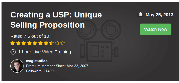 Creating a USP: Unique Selling Proposition video training for Wealthy Affiliate members.